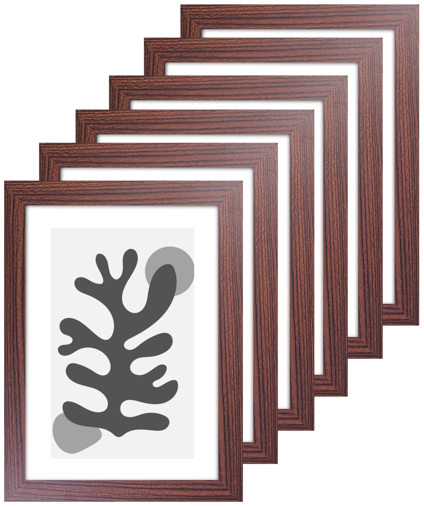 A4 Picture Frame with Card Mount, Brown, Set of 6, A4 Art Print, Certificate & Poster Photo Frame - Daily Buy