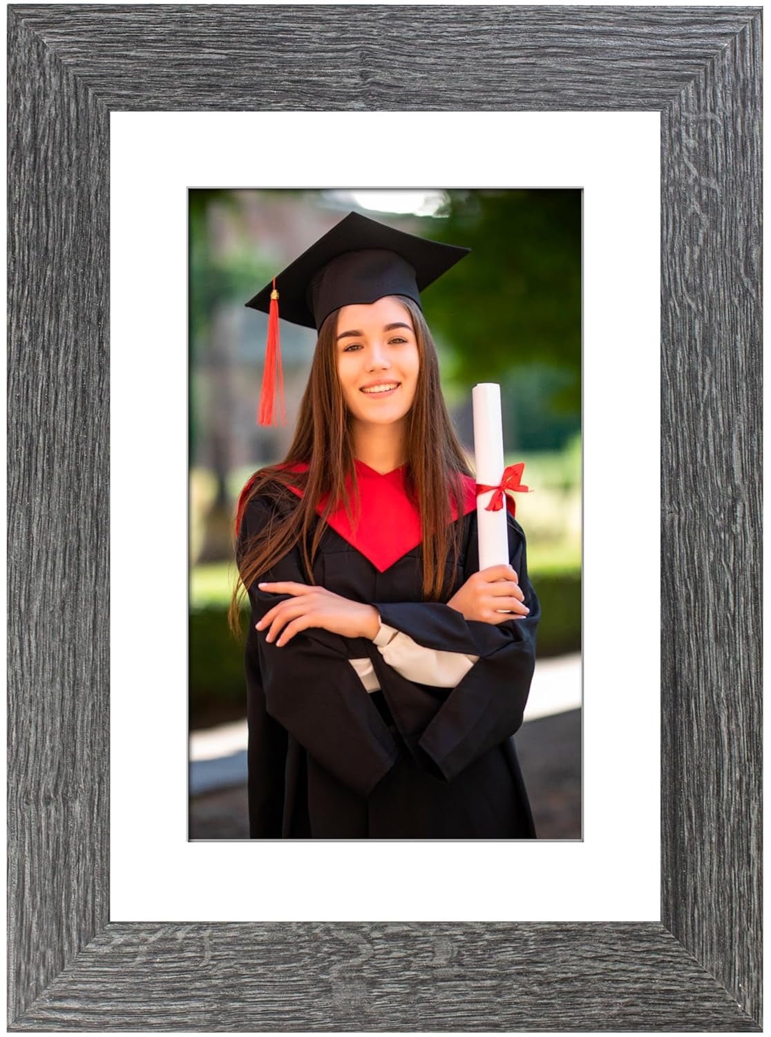 A4 Picture Frame with Card Mount, Dark Grey, A4 Art Print, Certificate & Poster Photo Frame - Daily Buy