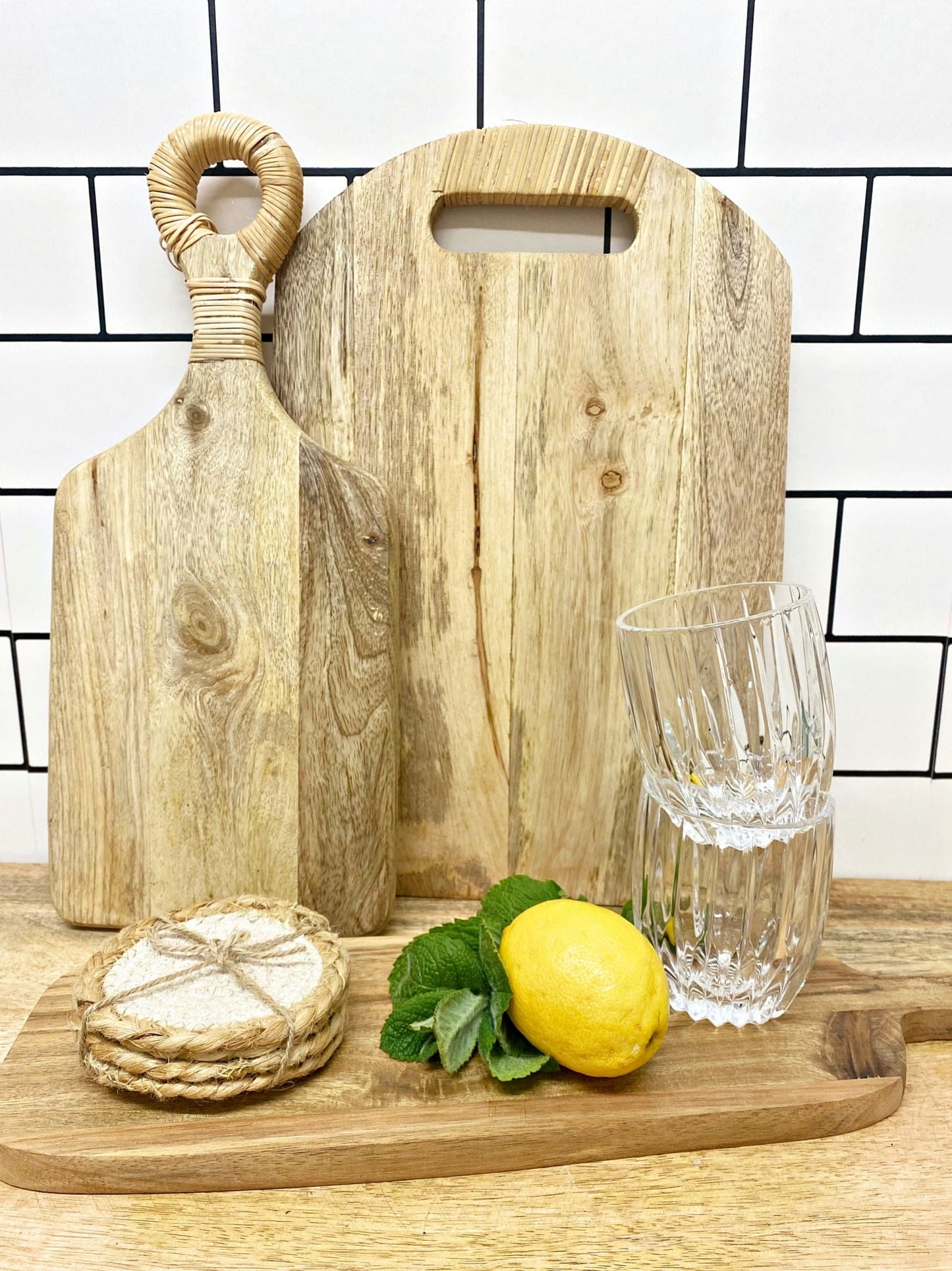 Set of Four Braided Round Jute and Cream Coaster - Daily Buy