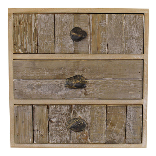 3 Drawer Unit, Driftwood Effect Drawers With Pebble Handles - Daily Buy