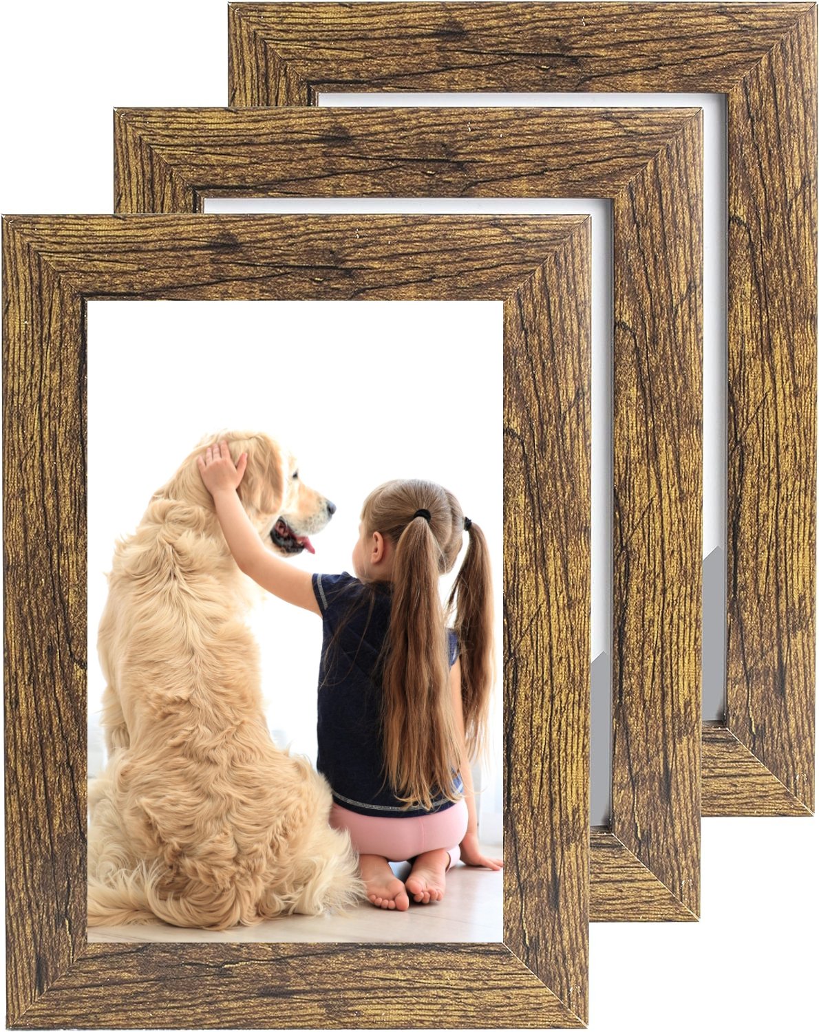 6 x 4 Picture Frame, Set of 3, Brown, Photo Frame, 6” x 4” (15cm x 10cm) - Daily Buy