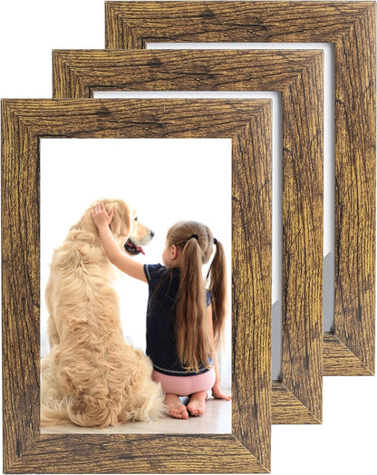 6 x 4 Picture Frame, Set of 3, Brown, Photo Frame, 6” x 4” (15cm x 10cm) - Daily Buy
