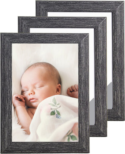 6 x 4 Picture Frame, Set of 3, Charcoal, Photo Frame, 6” x 4” (15cm x 10cm) - Daily Buy