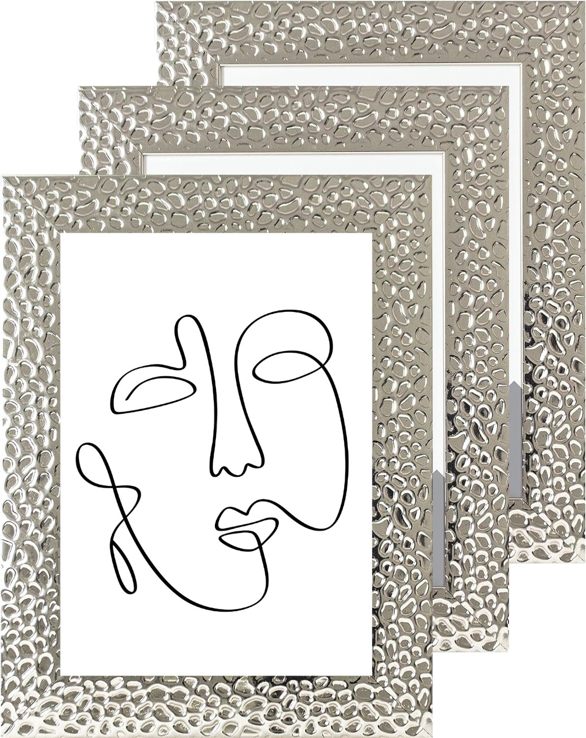 7 x 5 Picture Frame, Set of 3, Silver Raindrop Effect, Photo Frame, 7” x 5” (13cm x 18cm) - Daily Buy