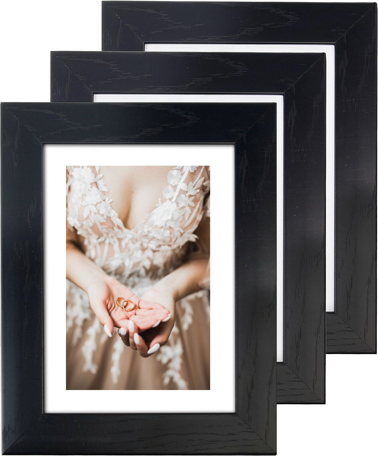 7 x 5 Picture Frame with Card Mount, Set of 3, Black, Photo Frame, 7” x 5” (13cm x 18cm) - Daily Buy