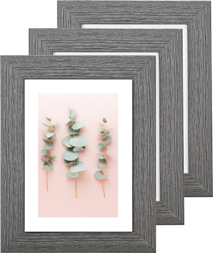7 x 5 Picture Frame with Card Mount, Set of 3, Dark Grey, Photo Frame, 7” x 5” (13cm x 18cm) - Daily Buy