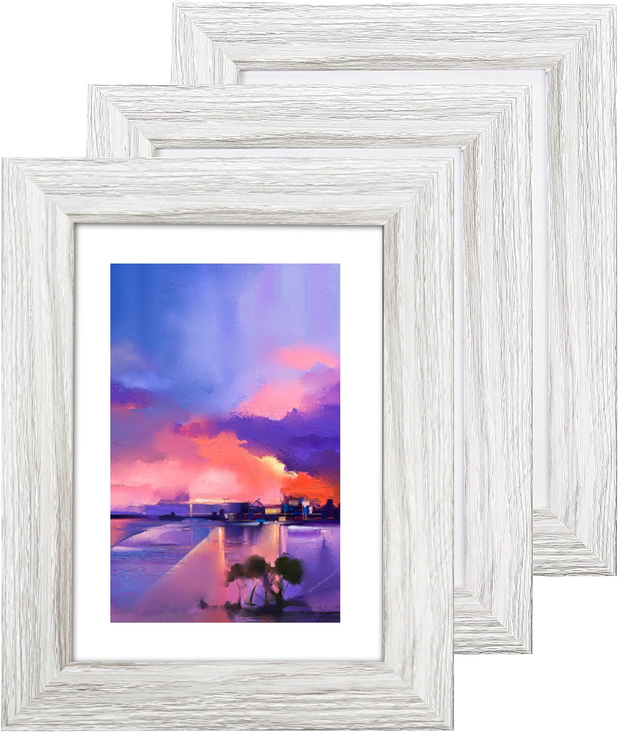 7 x 5 Picture Frame with Card Mount, Set of 3, Light Grey, Photo Frame, 7” x 5” (13cm x 18cm) - Daily Buy