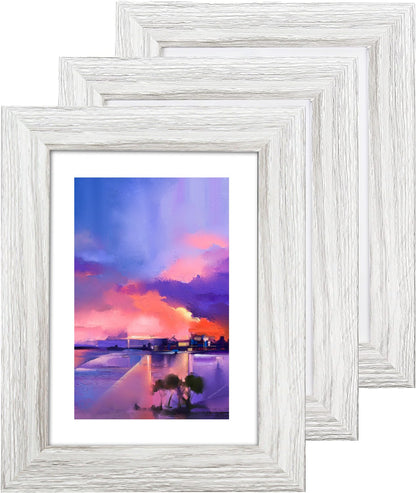 7 x 5 Picture Frame with Card Mount, Set of 3, Light Grey, Photo Frame, 7” x 5” (13cm x 18cm) - Daily Buy