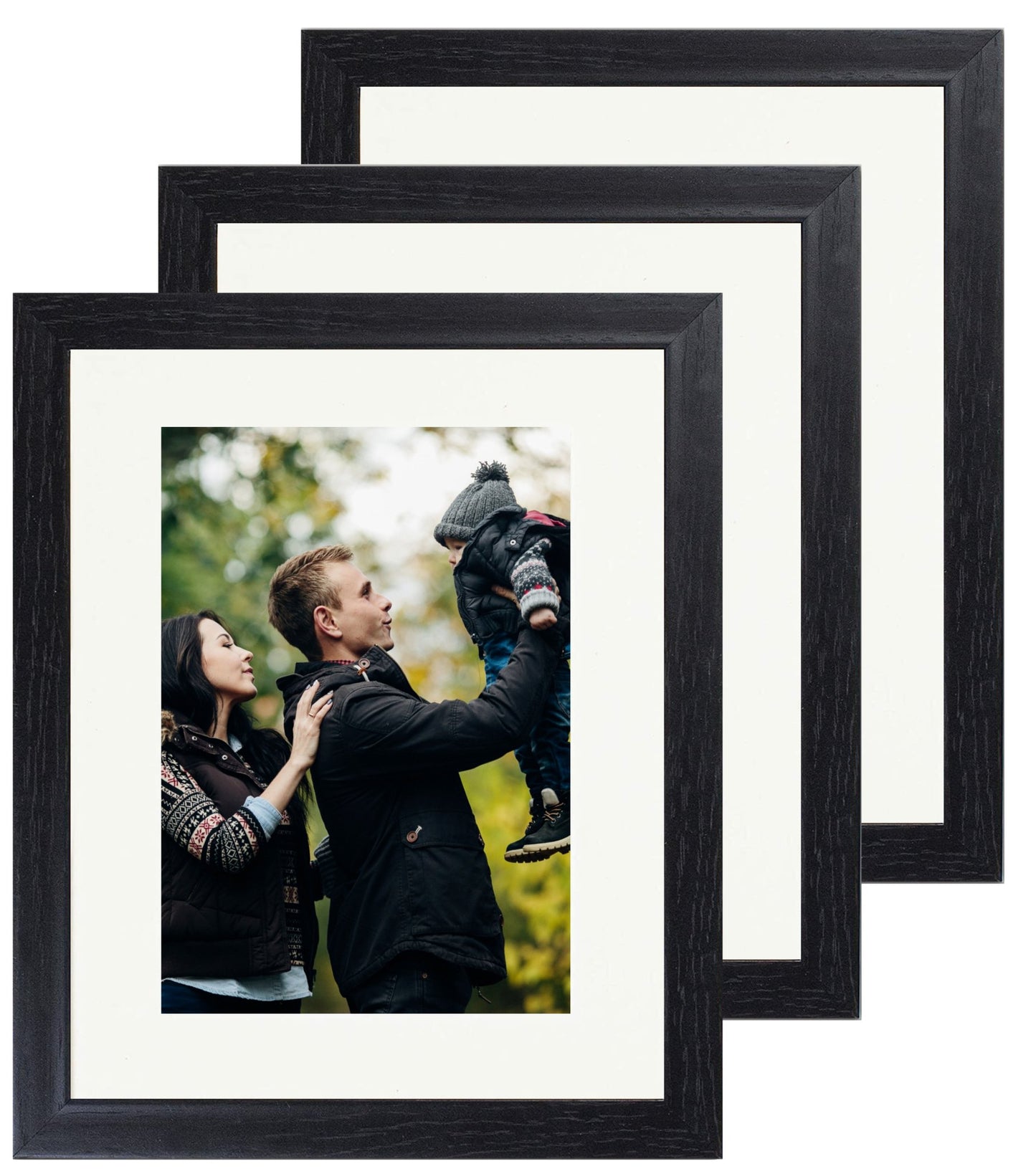 8 x 10 Picture Frame with Card Mount, Set of 3, Black, Photo Frame, 8” x 10” (20cm x 25cm) - Daily Buy