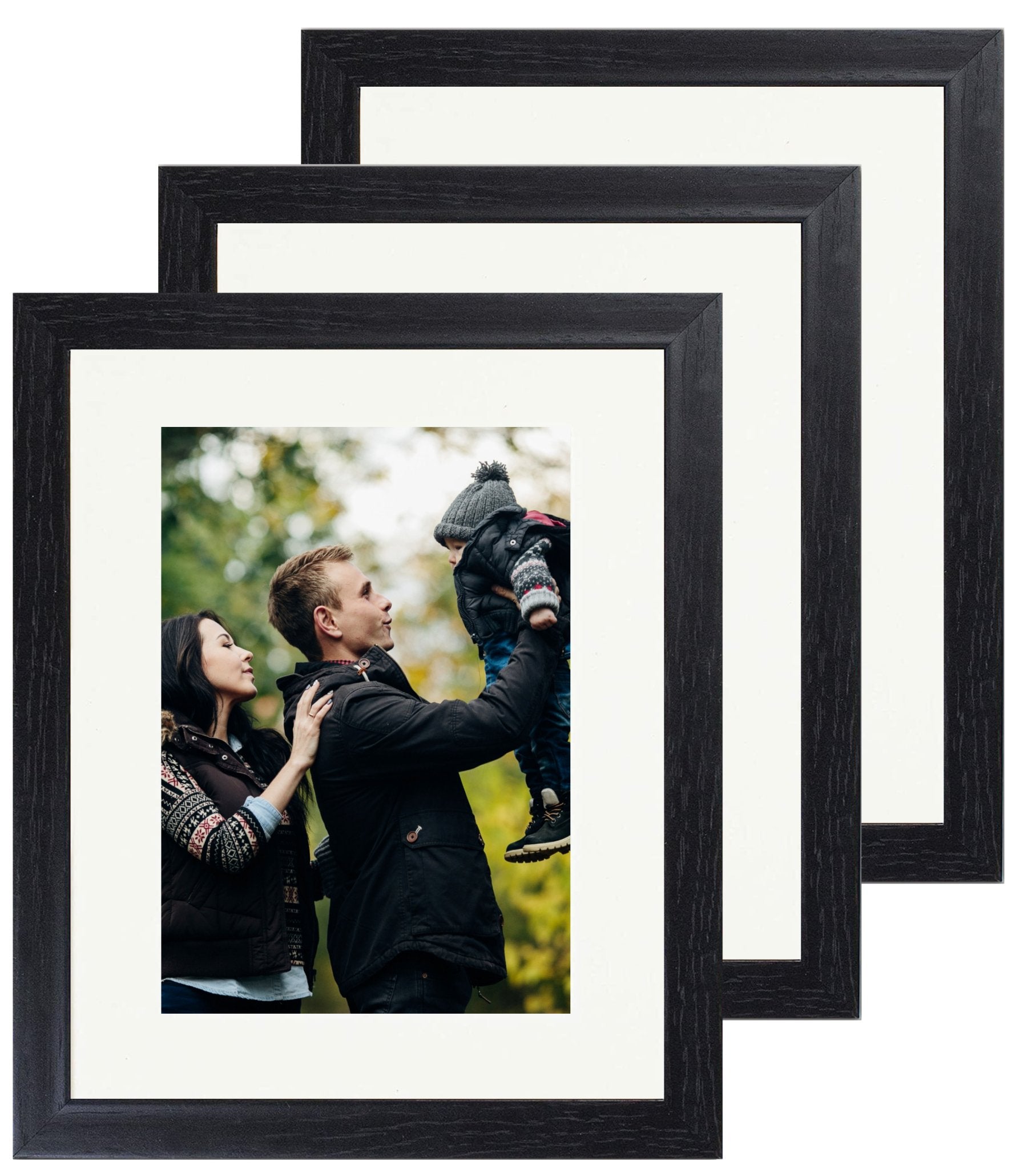 8 x 10 Picture Frame with Card Mount, Set of 3, Black, Photo Frame, 8” x 10” (20cm x 25cm) - Daily Buy