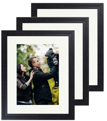 8 x 10 Picture Frame with Card Mount, Set of 3, Black, Photo Frame, 8” x 10” (20cm x 25cm) - Daily Buy