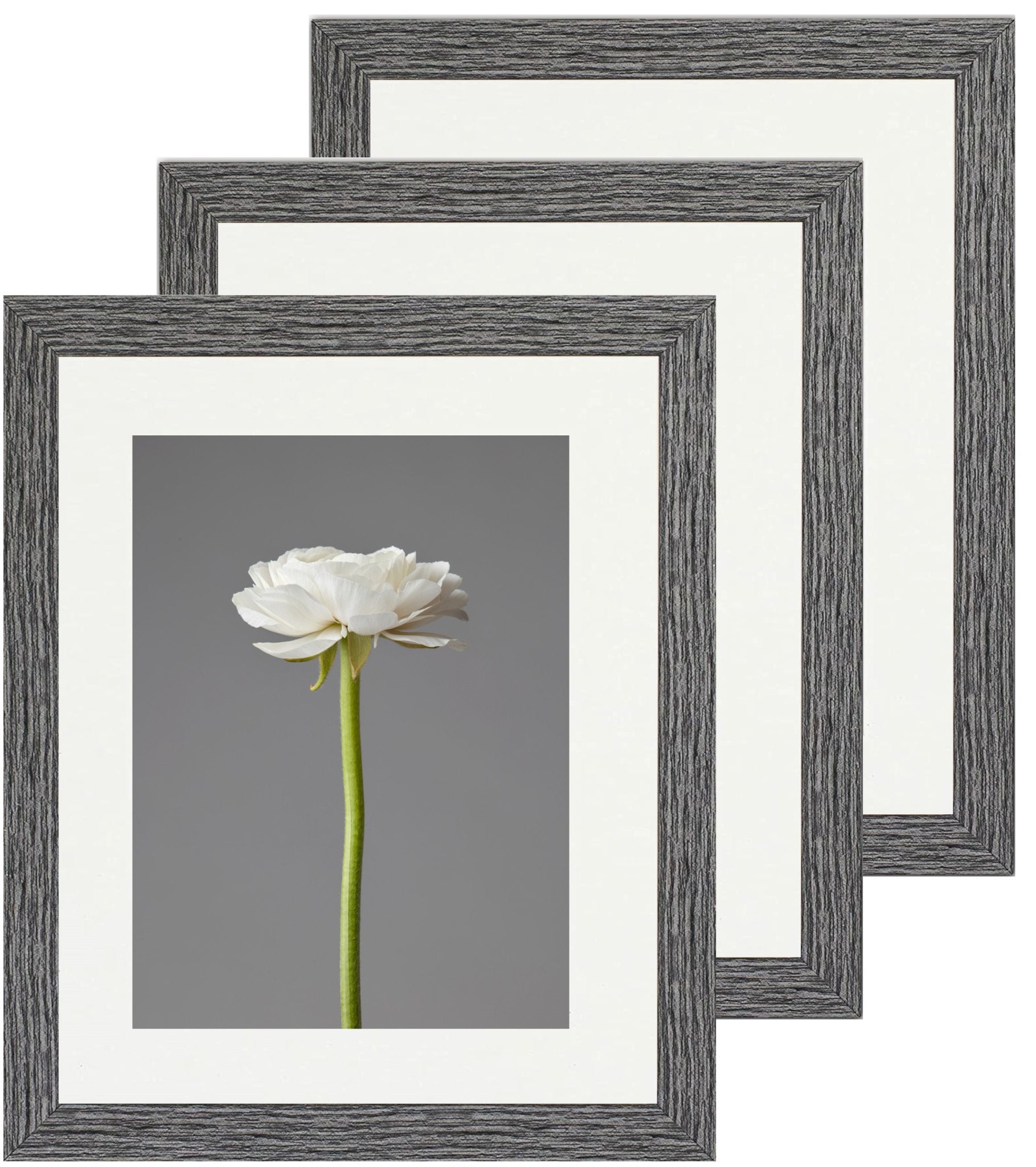 8 x 10 Picture Frame with Card Mount, Set of 3, Dark Grey, Photo Frame, 8” x 10” (20cm x 25cm) - Daily Buy