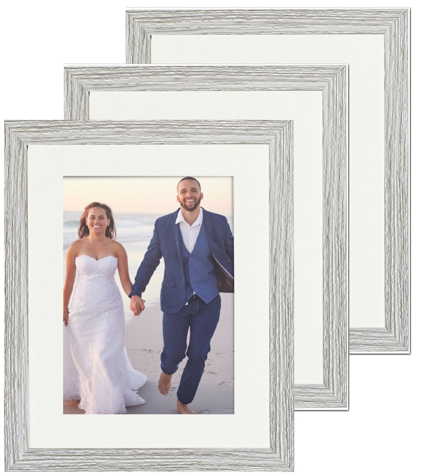 8 x 10 Picture Frame with Card Mount, Set of 3, Light Grey, Photo Frame, 8” x 10” (20cm x 25cm) - Daily Buy