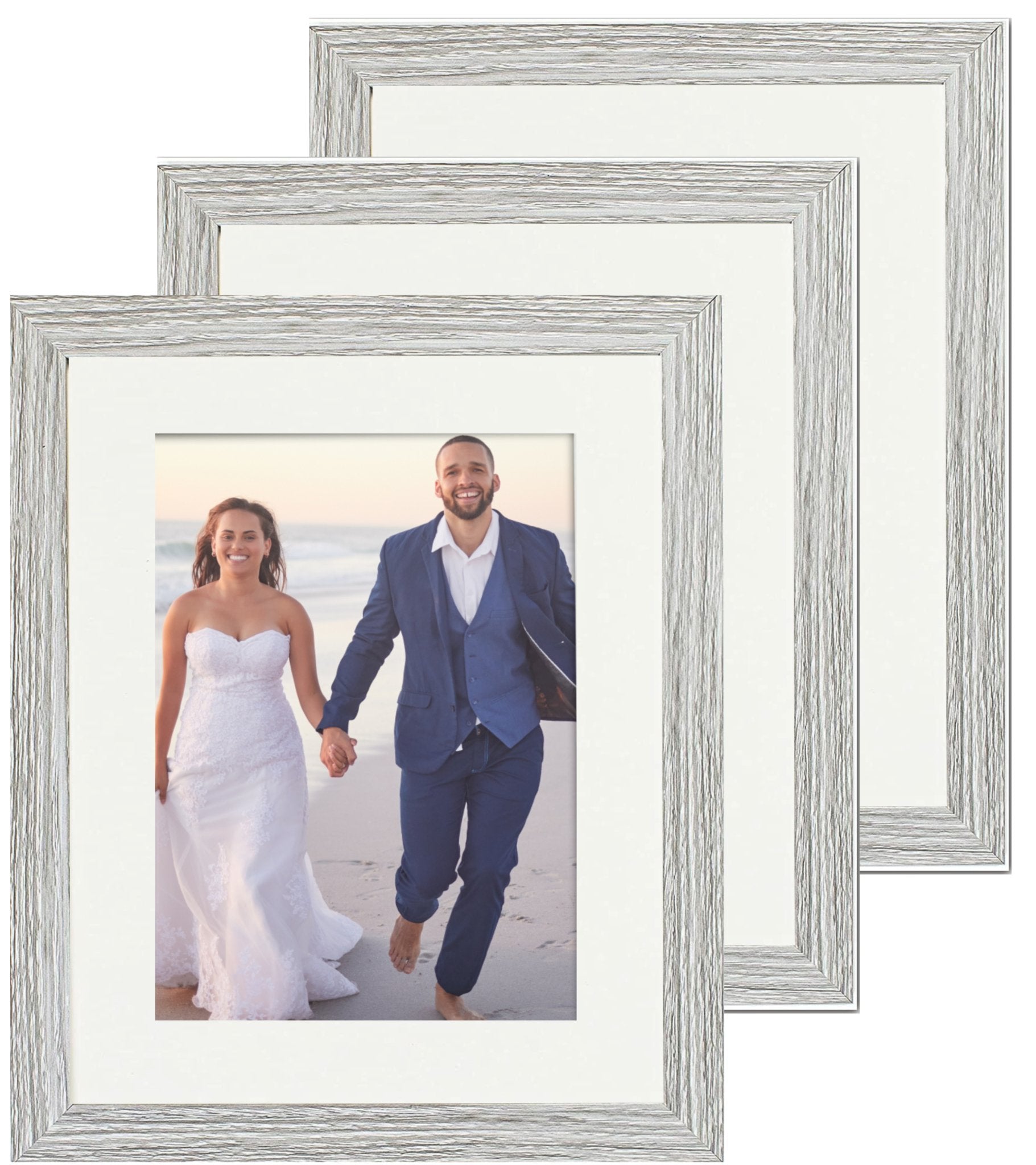 8 x 10 Picture Frame with Card Mount, Set of 3, Light Grey, Photo Frame, 8” x 10” (20cm x 25cm) - Daily Buy