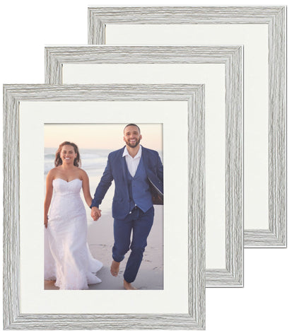 8 x 10 Picture Frame with Card Mount, Set of 3, Light Grey, Photo Frame, 8” x 10” (20cm x 25cm) - Daily Buy