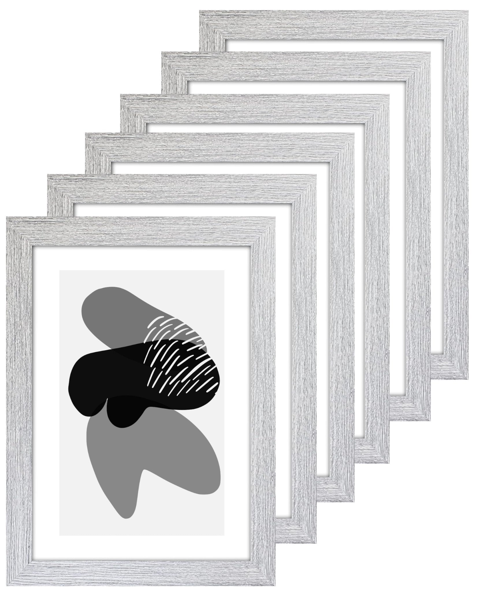A3 Picture Frame with Card Mount, Light Grey, Set of 6, A3 Art Print & Poster Photo Frame - Daily Buy