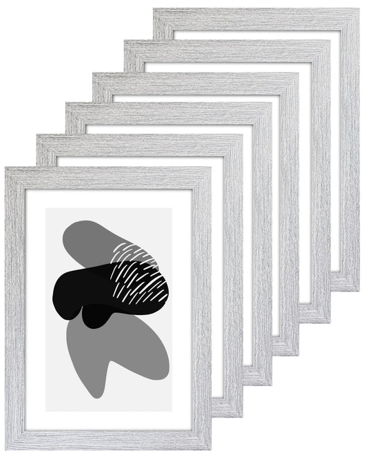 A3 Picture Frame with Card Mount, Light Grey, Set of 6, A3 Art Print & Poster Photo Frame - Daily Buy