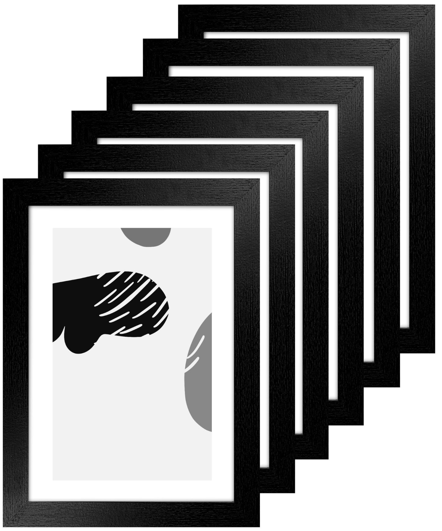 A4 Picture Frame with Card Mount, Black, Set of 6, A4 Art Print, Certificate & Poster Photo Frame - Daily Buy