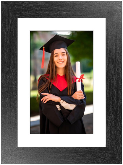 A4 Picture Frame with Card Mount, Black, Set of 6, A4 Art Print, Certificate & Poster Photo Frame - Daily Buy