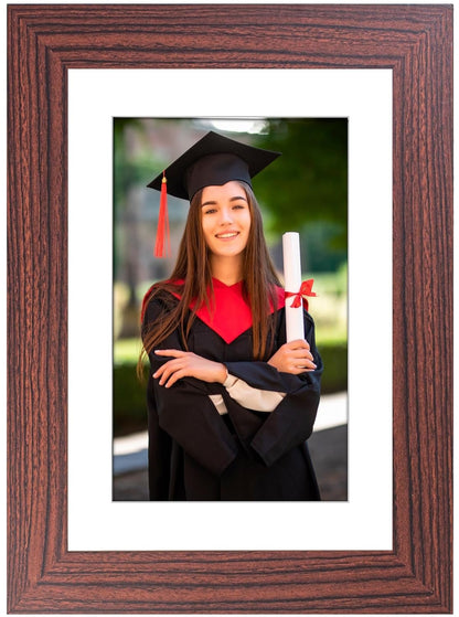 A4 Picture Frame with Card Mount, Brown, A4 Art Print, Certificate & Poster Photo Frame - Daily Buy