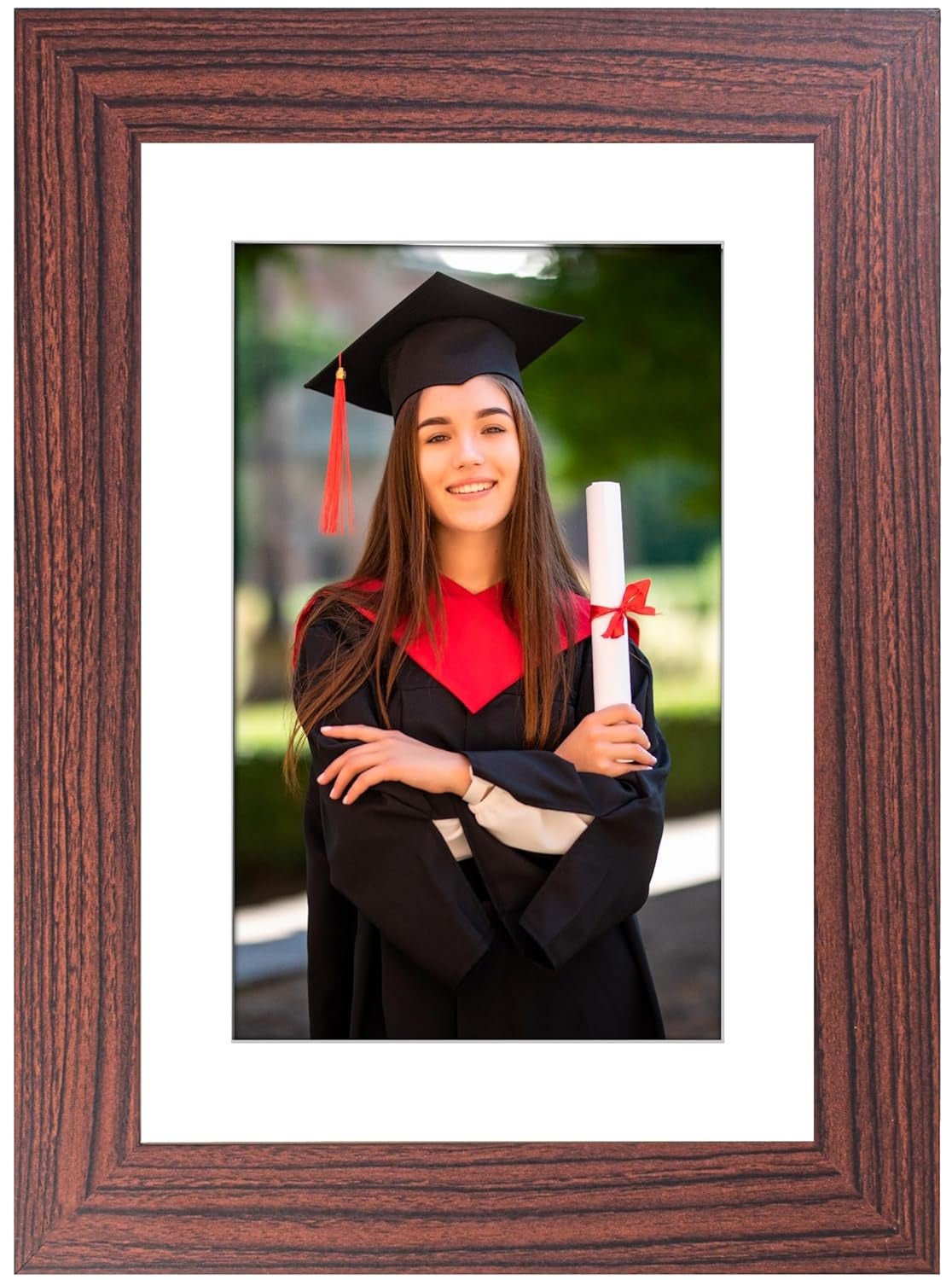 A4 Picture Frame with Card Mount, Brown, Set of 6, A4 Art Print, Certificate & Poster Photo Frame - Daily Buy