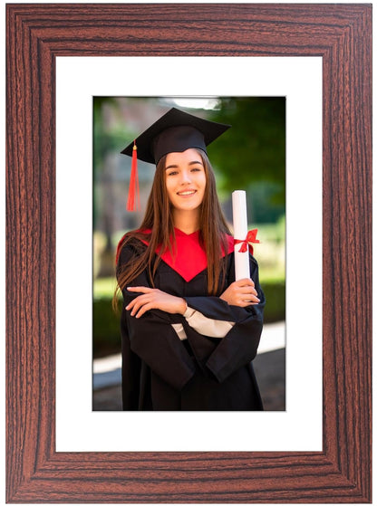 A4 Picture Frame with Card Mount, Brown, Set of 6, A4 Art Print, Certificate & Poster Photo Frame - Daily Buy
