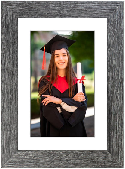 A4 Picture Frame with Card Mount, Dark Grey, A4 Art Print, Certificate & Poster Photo Frame - Daily Buy