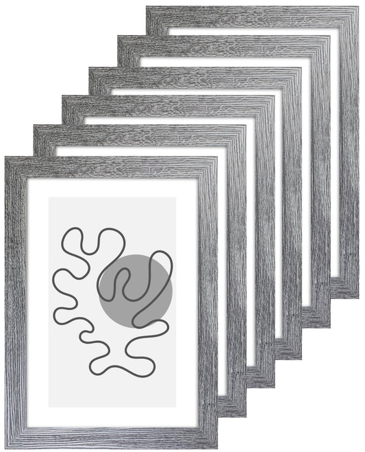 A4 Picture Frame with Card Mount, Dark Grey, Set of 6, A4 Art Print, Certificate & Poster Photo Frame - Daily Buy