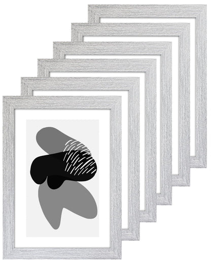 A4 Picture Frame with Card Mount, Light Grey, Set of 6, A4 Art Print, Certificate & Poster Photo Frame - Daily Buy