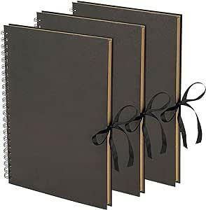 A4 Scrapbook, Black, 80 Pages, 3 Pack, Scrapbook Photo Album & Sketchbook - Daily Buy