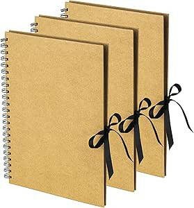 A4 Scrapbook, Natural, 80 Pages, 3 Pack, Scrapbook Photo Album & Sketchbook - Daily Buy