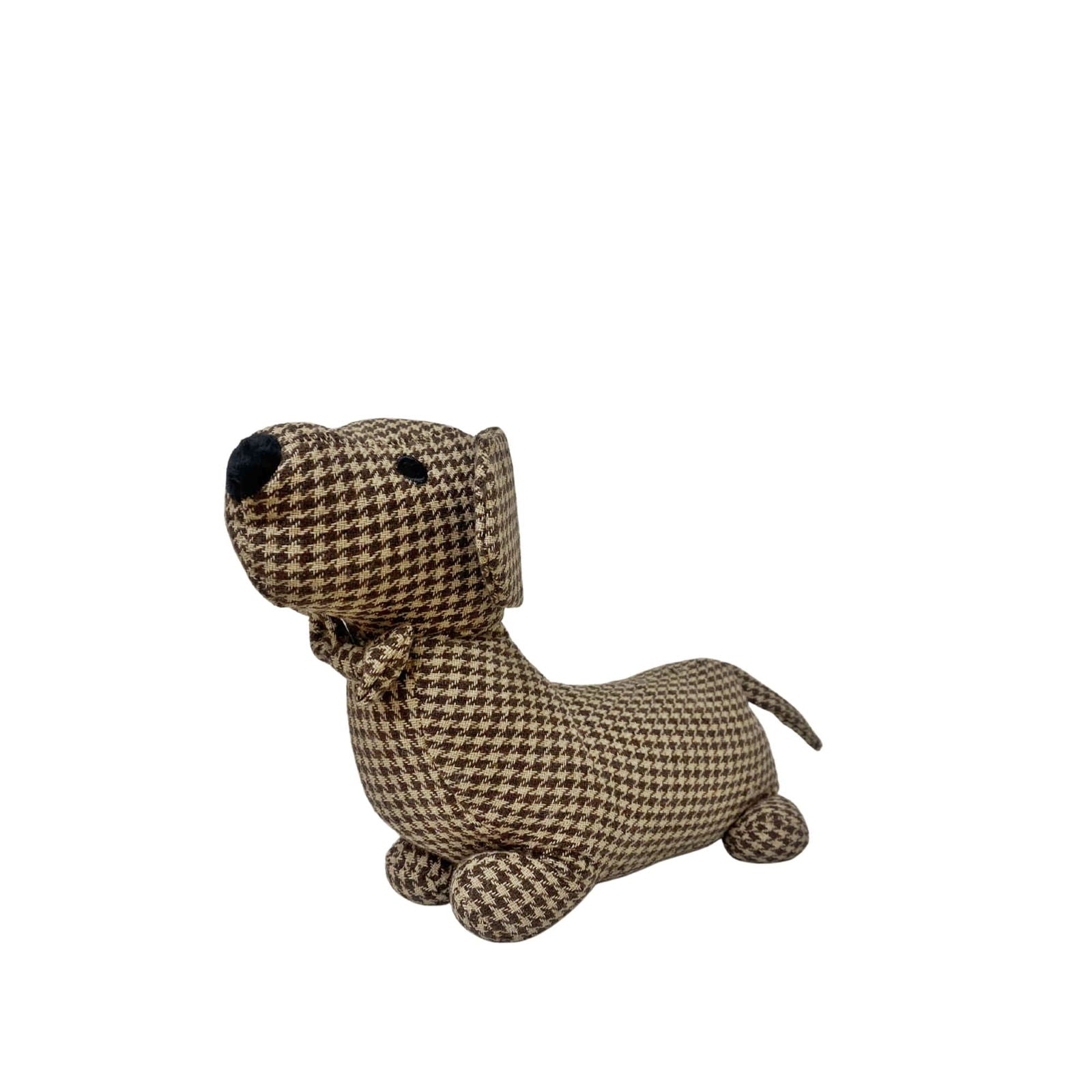 Brown Herringbone Fabric Sausage Dog Doorstop - Daily Buy