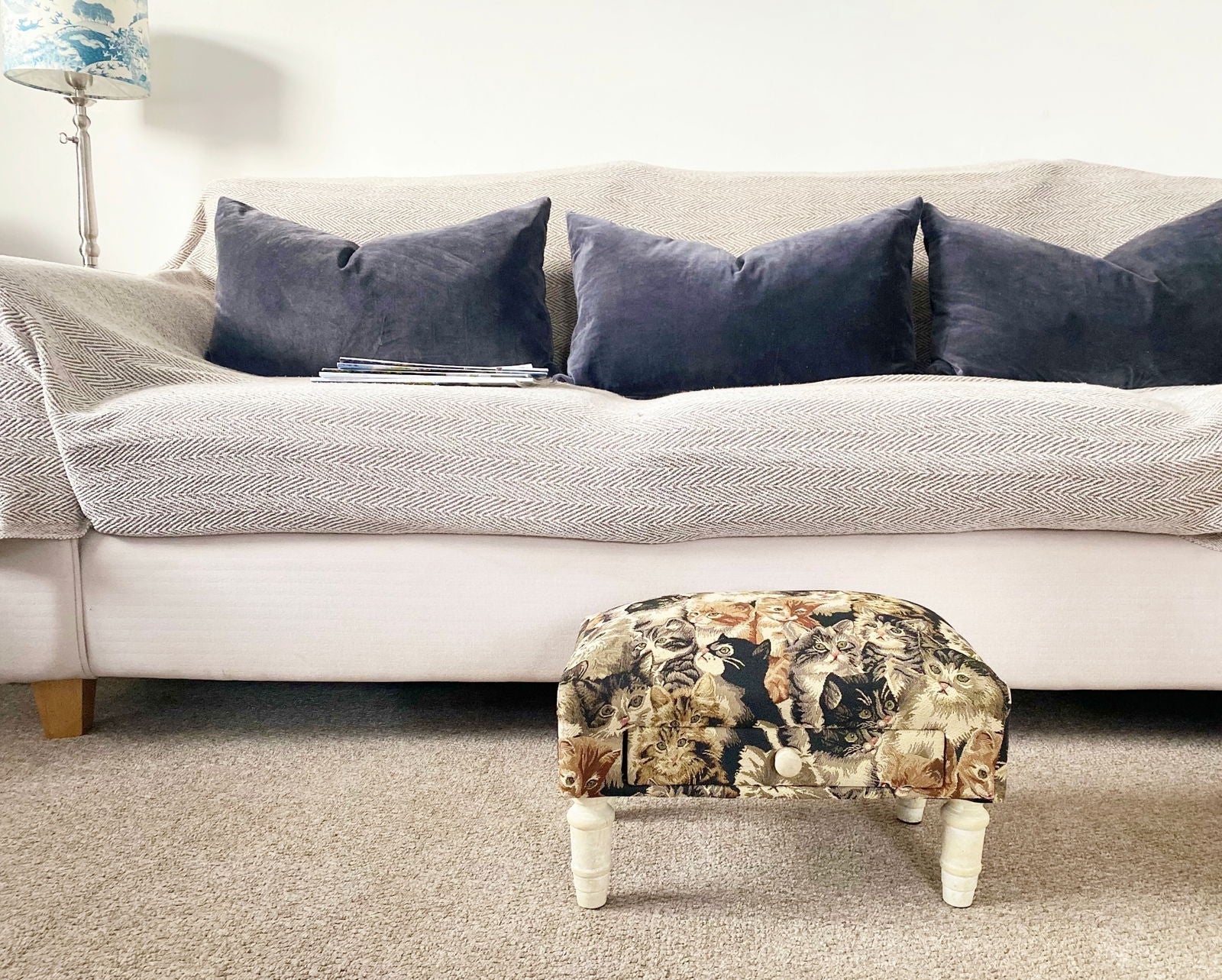 Cat Fabric Footstool with Drawer - Daily Buy