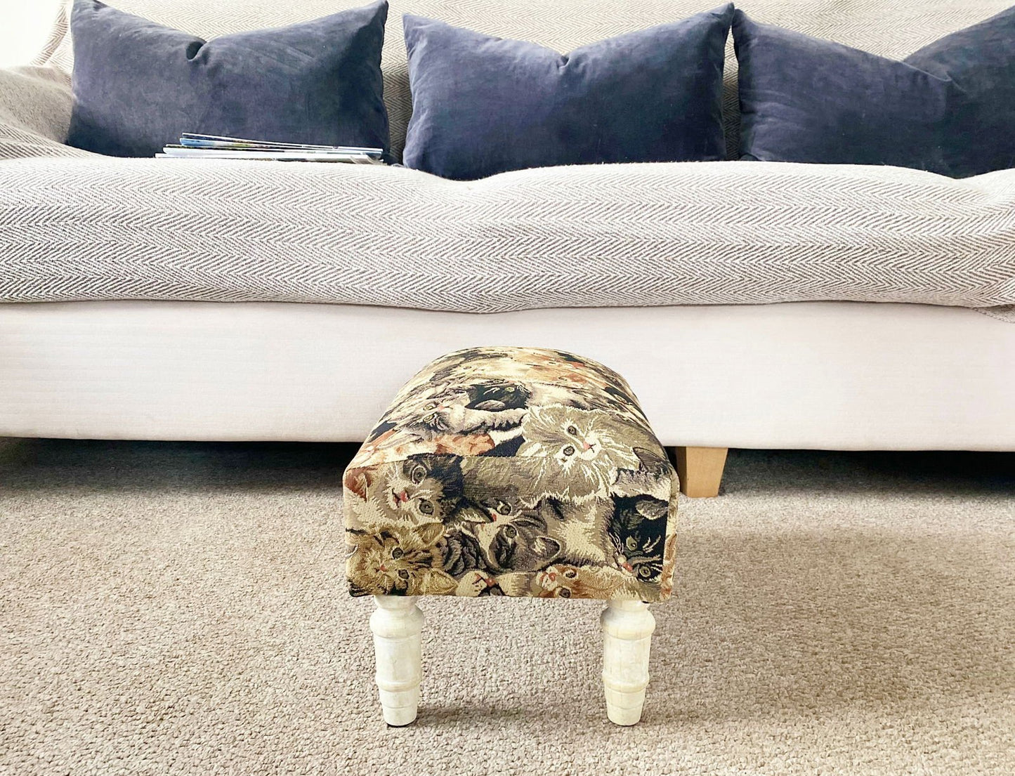 Cat Fabric Footstool with Drawer - Daily Buy