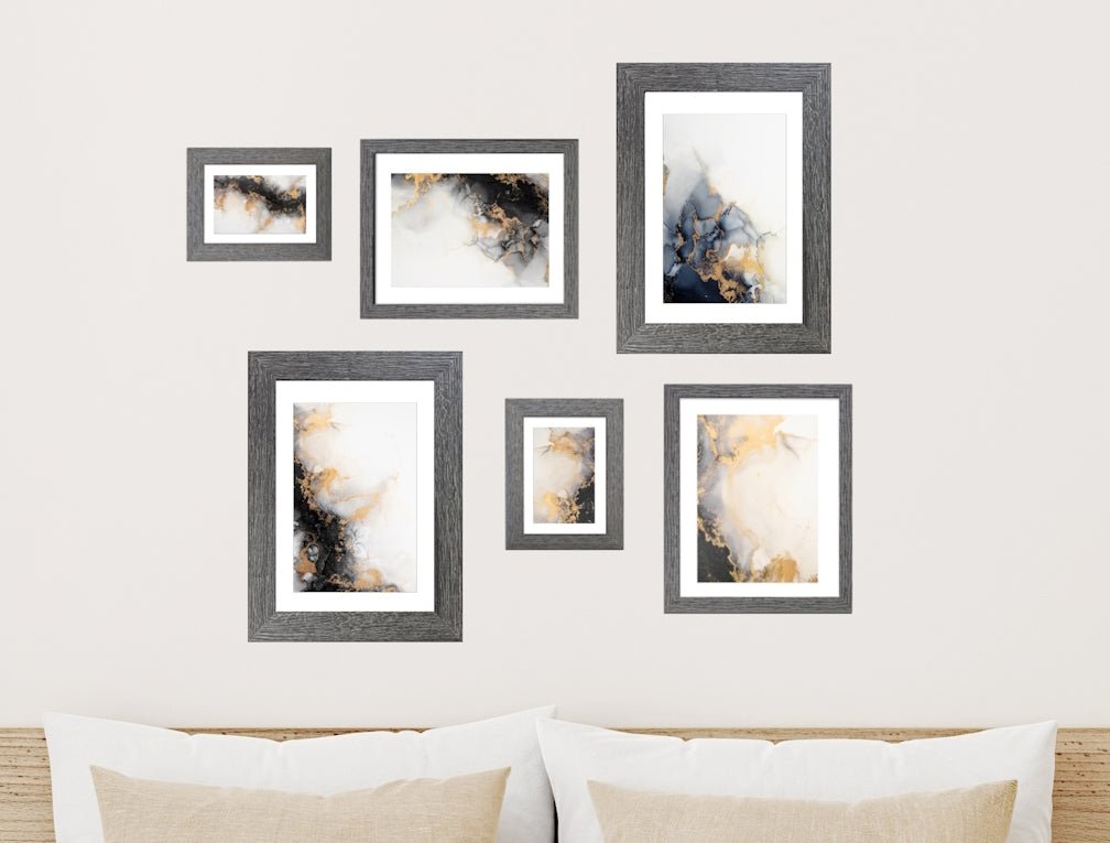 Collage Picture Frame Set, 6 Pieces, Dark Grey, A4, 8" x 10" and 7" x 5", Photo Frames - Daily Buy