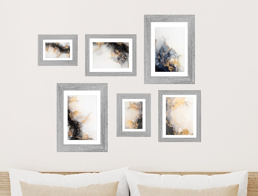 Collage Picture Frame Set, 6 Pieces, Light Grey, A4, 8" x 10" and 7" x 5", Photo Frames - Daily Buy
