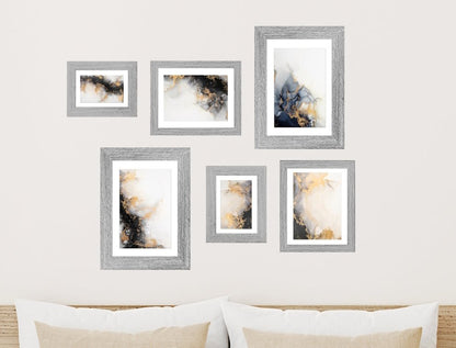 Collage Picture Frame Set, 6 Pieces, Light Grey, A4, 8" x 10" and 7" x 5", Photo Frames - Daily Buy