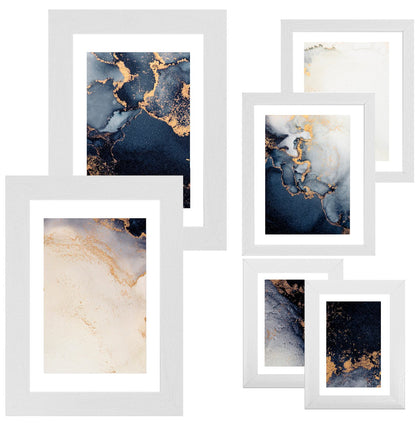 Collage Picture Frame Set, 6 Pieces, White, A4, 8" x 10" and 7" x 5", Photo Frames - Daily Buy