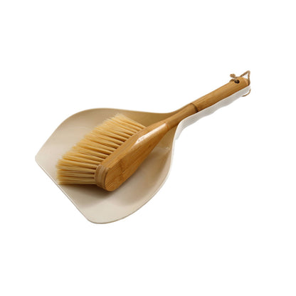 Cream Dustpan & Bamboo Wooden Brush - Daily Buy