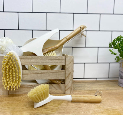 Cream Washing Up Brush with Bamboo Wooden Handle - Daily Buy