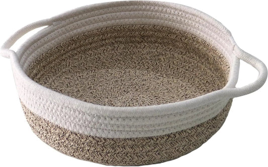 Fabric Storage Bowl, Stone, Cotton Rope Storage Baskets, 30cm x 24cm - Daily Buy