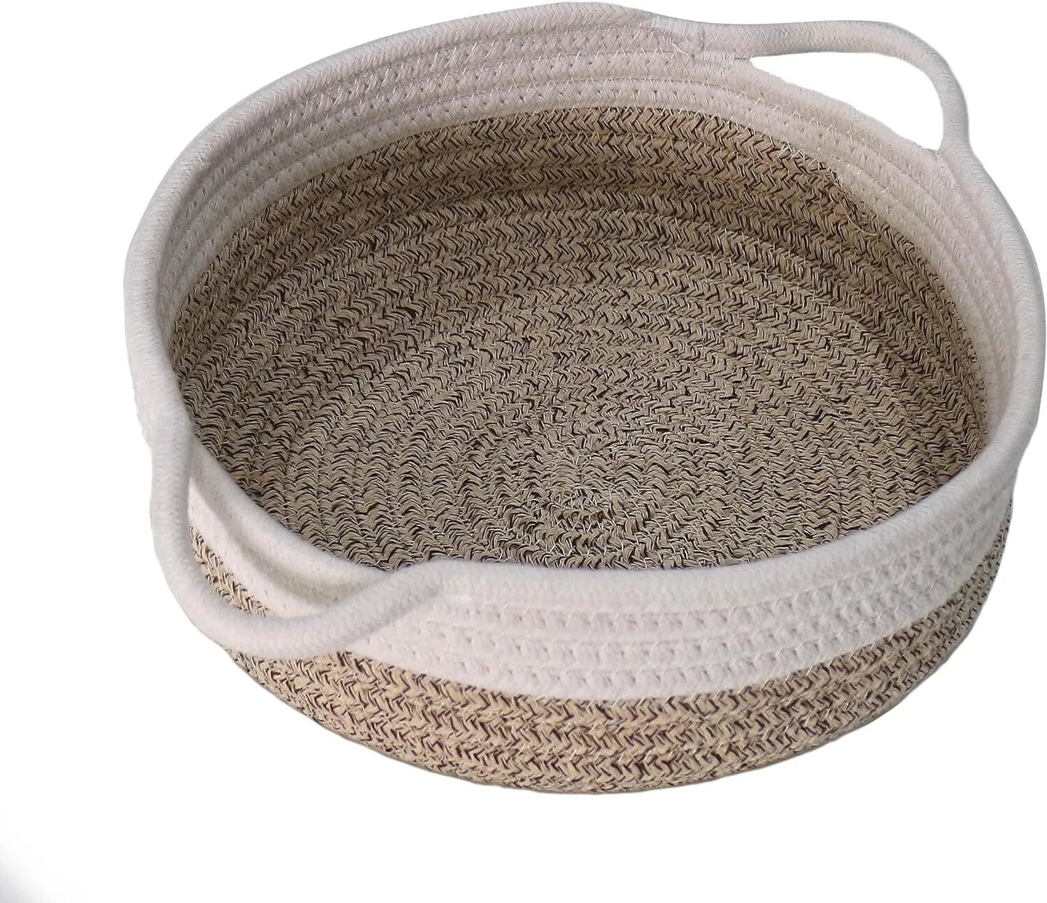 Fabric Storage Bowl, Stone, Cotton Rope Storage Baskets, 30cm x 24cm - Daily Buy