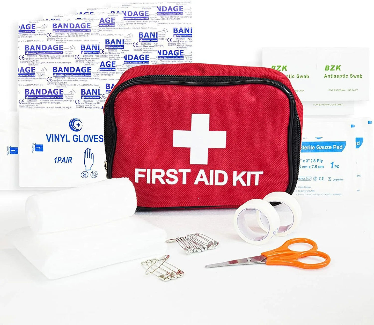 First Aid Kit, 45 Pieces, Emergency Medical Bag, Red, Medical Pouch - Daily Buy