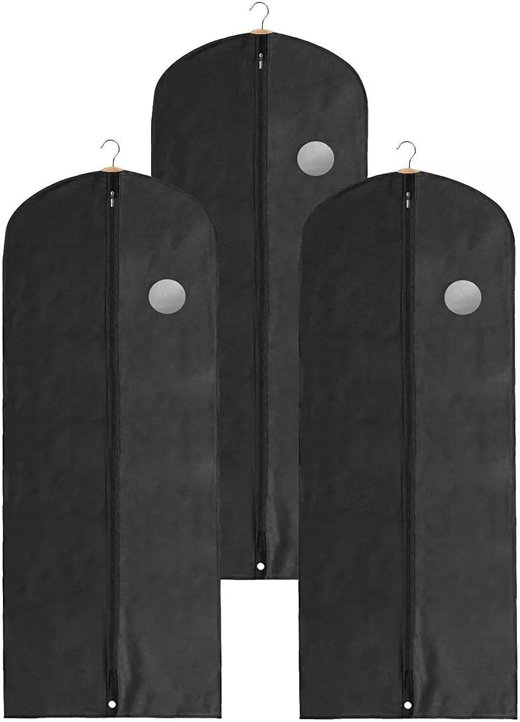 Garment Covers, Long, Set of 3, Black, 152cm x 61cm (60" x 24"), Dress & Suit Bags - Daily Buy