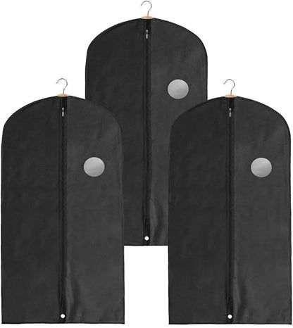 Garment Covers, Short, Set of 3, Black, 100cm x 61cm (39" x 24"), Dress & Suit Bags - Daily Buy