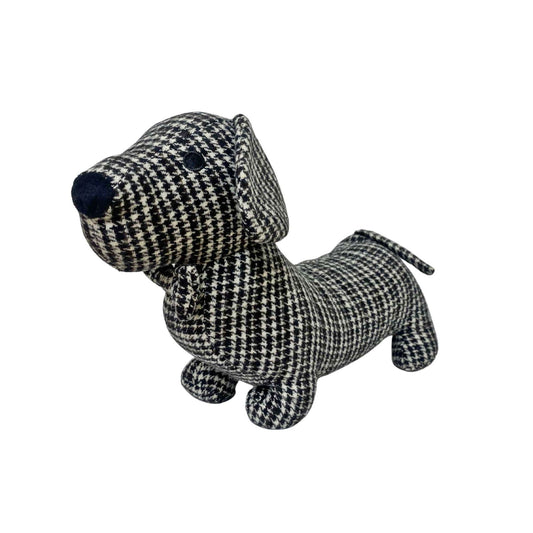 Grey Herringbone Fabric Sausage Dog Doorstop - Daily Buy