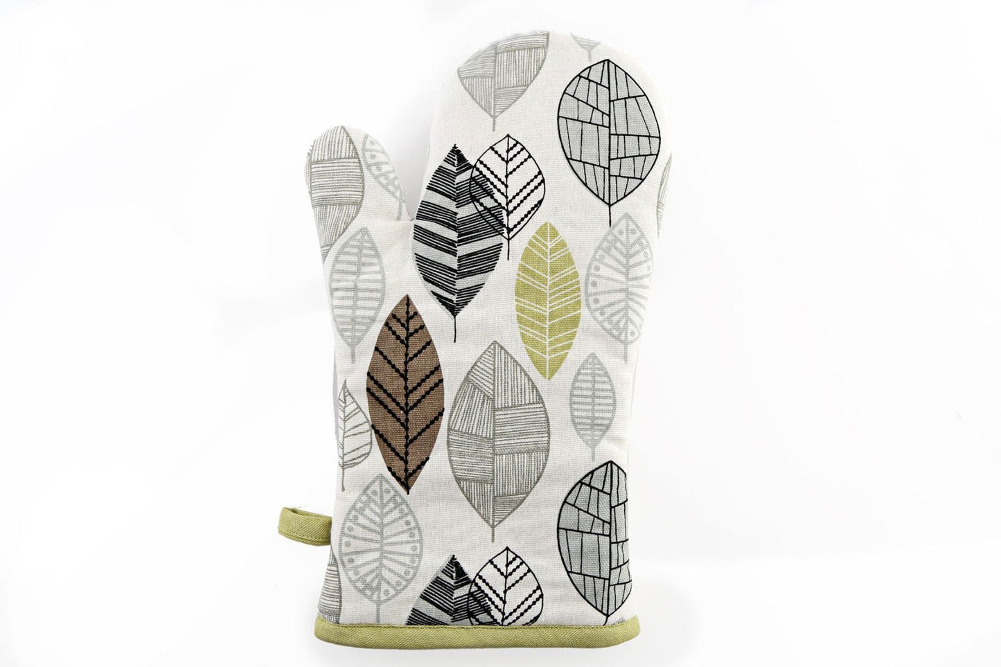 Kitchen Oven Glove With Contemporary Green Leaf Print Design - Daily Buy