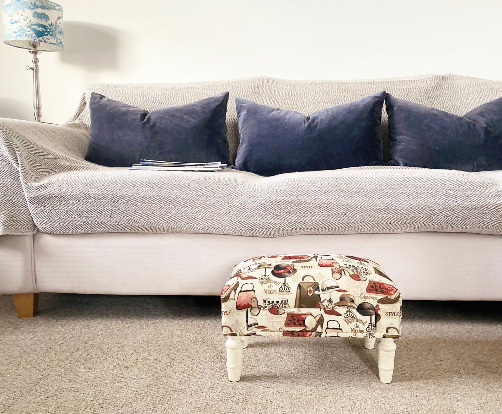 Ladies Fabric Footstool with Drawer - Daily Buy