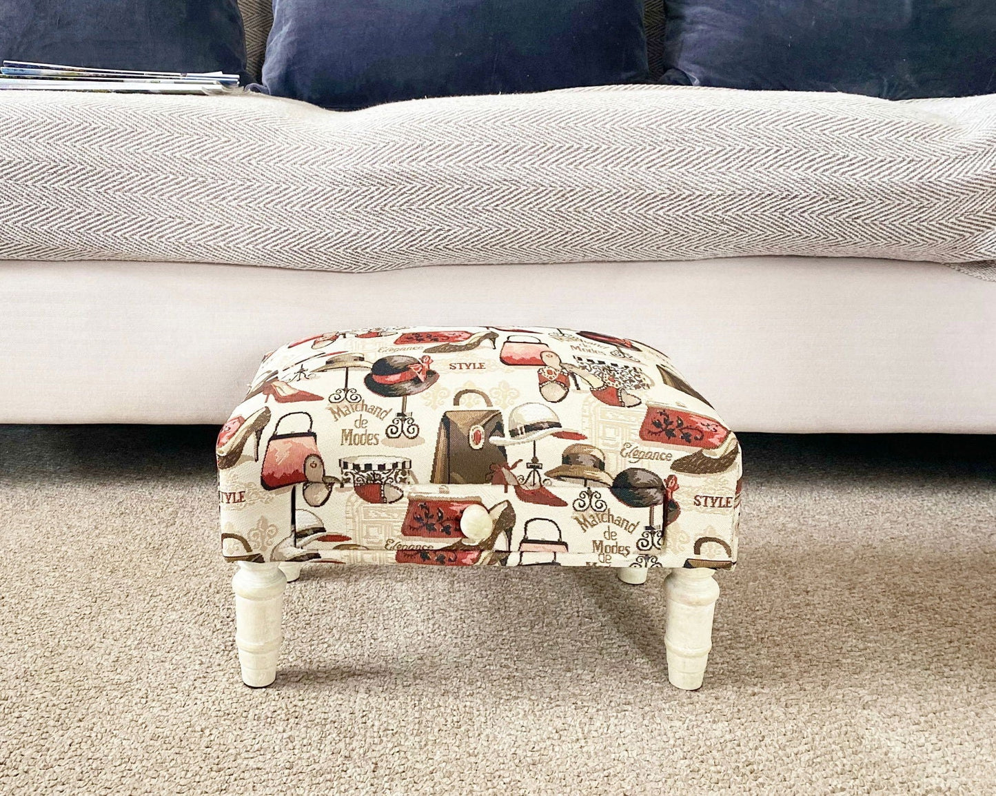 Ladies Fabric Footstool with Drawer - Daily Buy