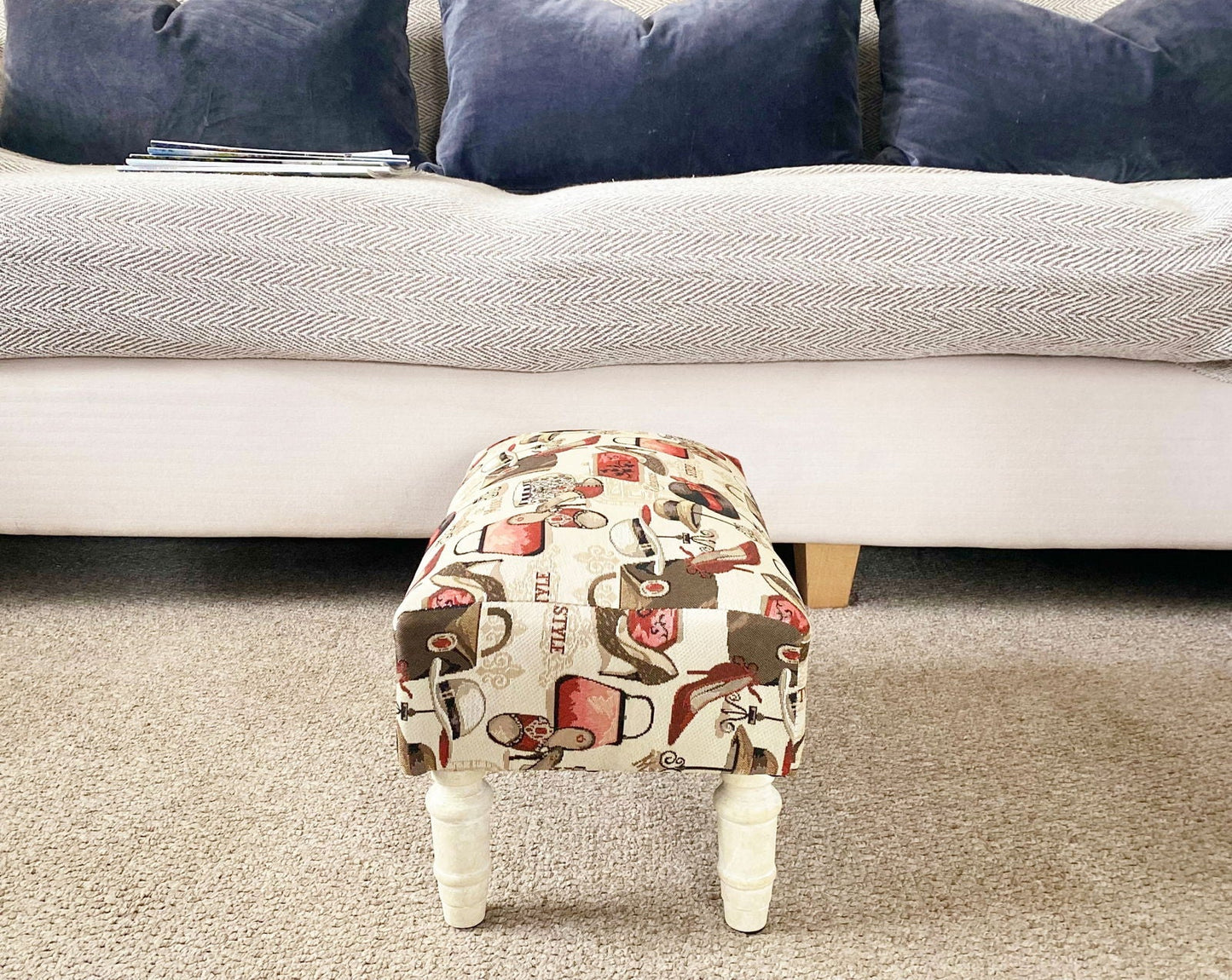 Ladies Fabric Footstool with Drawer - Daily Buy